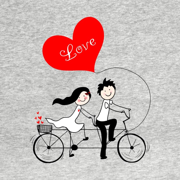 Cute couple riding tandem bicycle by fears